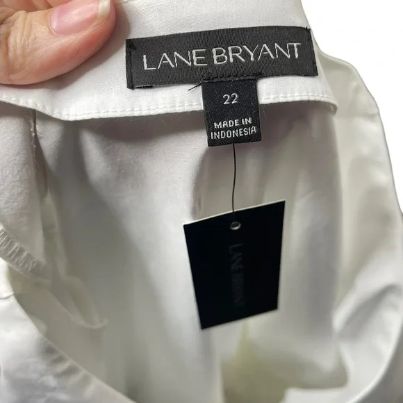 Lane Bryant Size 22 White Cotton Blouse with Corset Tie Waist NWT - Picture 5 of 8